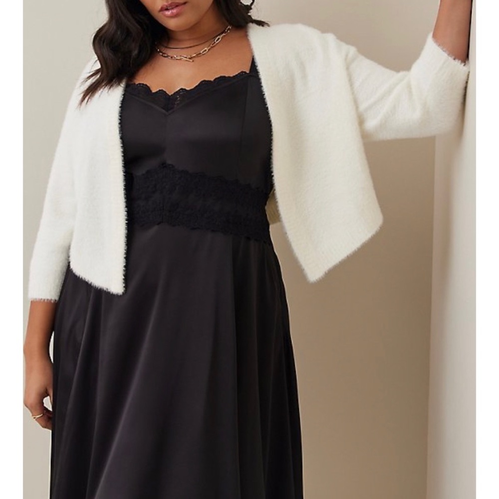 🆕 White Eyelash Shrug Sweater Cardigan 1 1X 14 16 NWT Torrid New! Ivory
